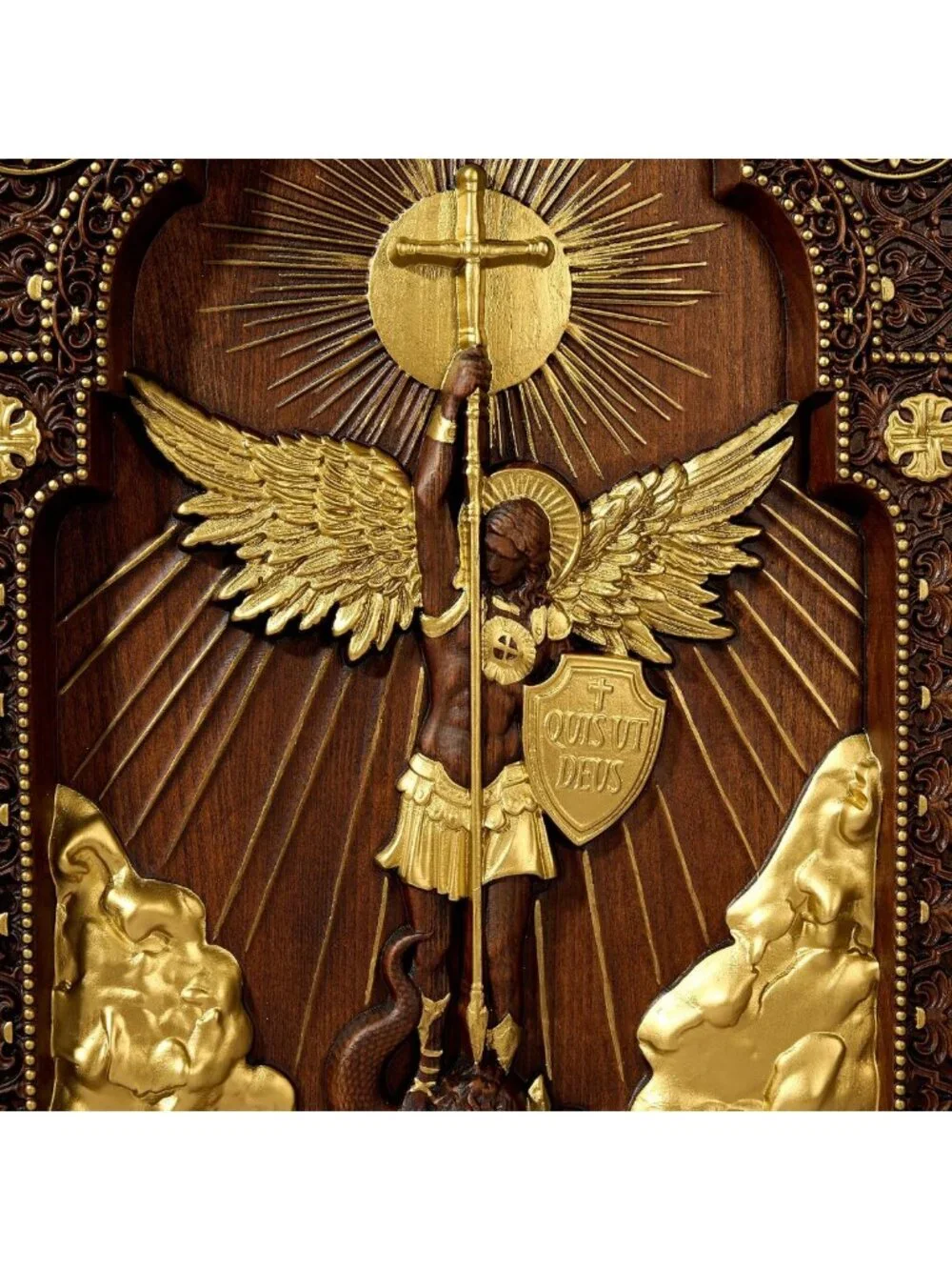 10-Inch Wooden Archangel Michael Wall Decor - Spiritual Home Accent Statue